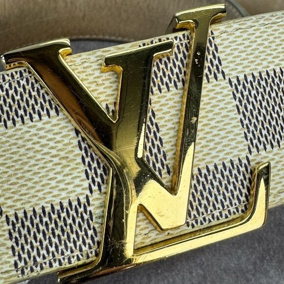 Louis Vuitton Damier Azur M9609 95/38 Initiales Belt Gold Buckle - Picture 2 of 12